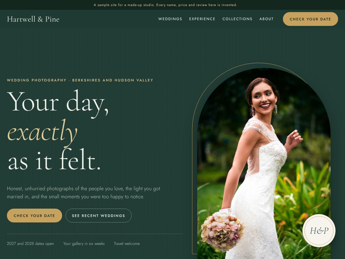 Home page of Hartwell & Pine, a fictional example site